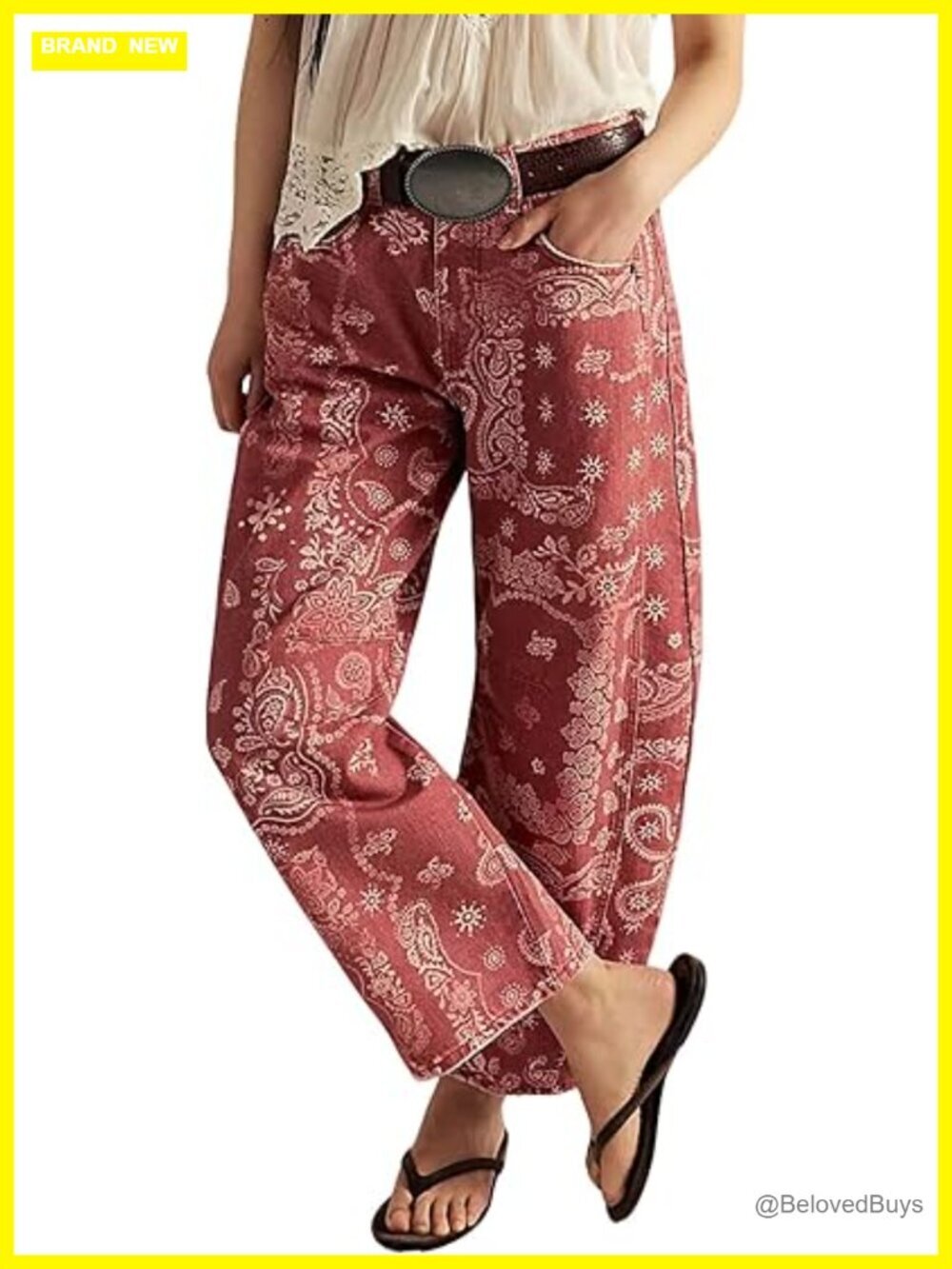 Wide Leg Barrel Jeans Floral Print Denim Y2k Patchwork Ankle Pants